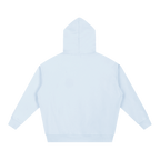 SIGNUMX College Hoodie in Light Blue, back flat lay, women's oversized Catholic hoodie