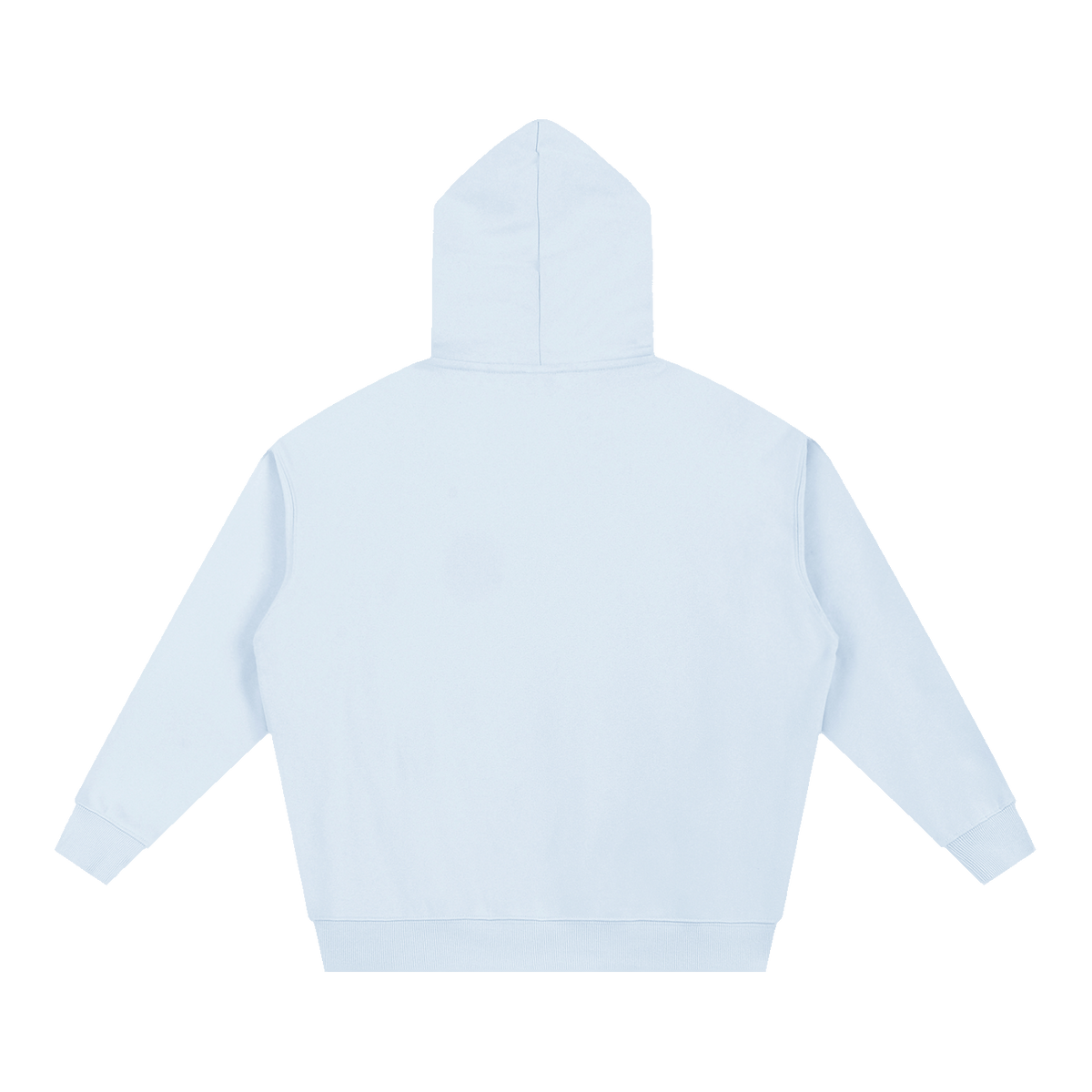 SIGNUMX College Hoodie in Light Blue, back flat lay, women's oversized Catholic hoodie
