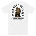 Every Knee Will Bow Catholic t-shirt white back - SIGNUMX logo