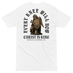 Every Knee Will Bow Catholic t-shirt white back - SIGNUMX logo