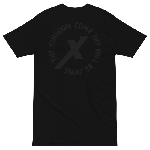 Black Thy Kingdom Come Catholic Shirt, back print with Lord's Prayer seal