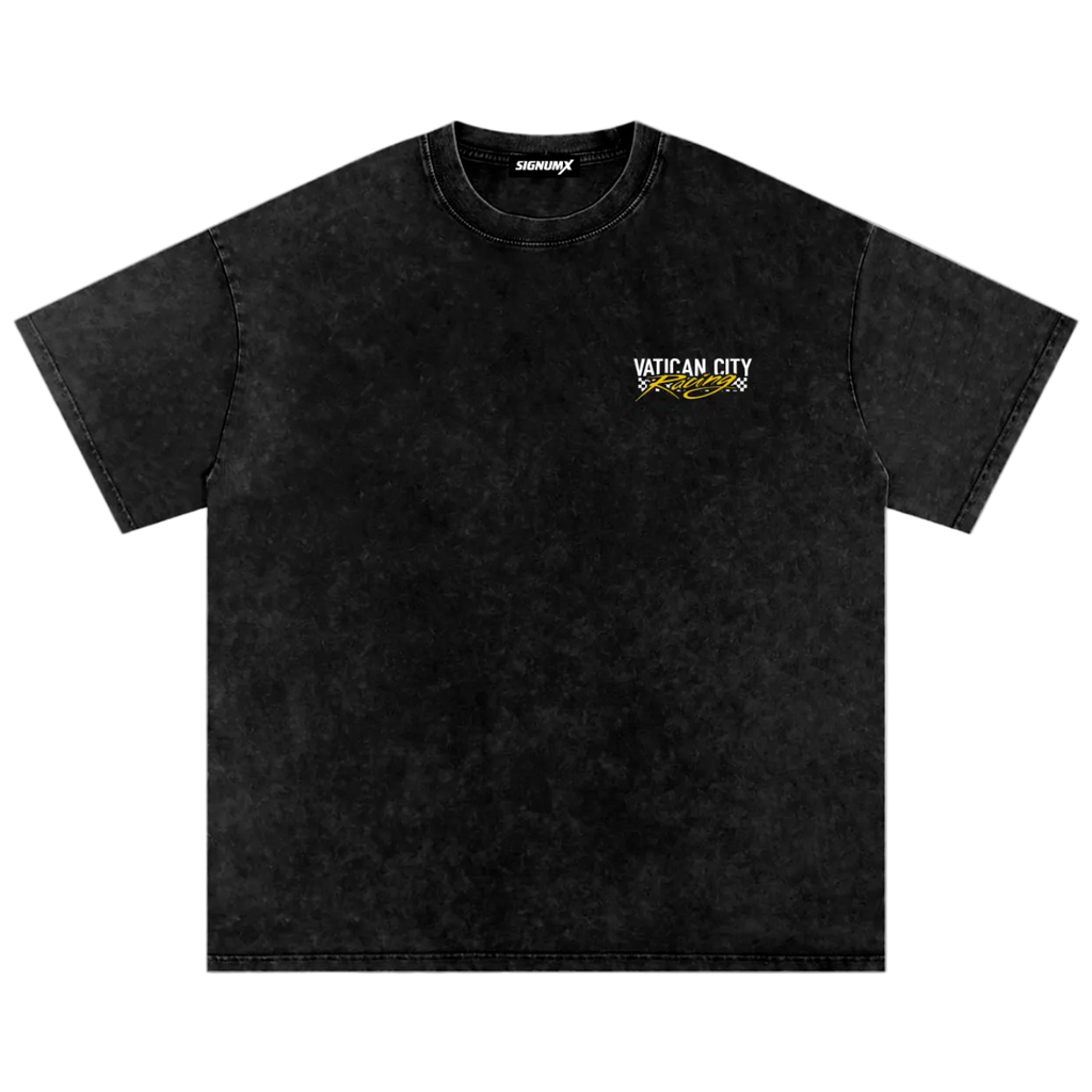 Vatican City Racing, I have finished the race Catholic short sleeve washed t-shirt front