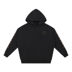 SIGNUMX Essential Hoodie in black, front with small crest on the chest and SIGNUMX on the sleeves