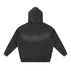 Men's Catholic zip hoodie Black back, washed black SIGNUMX zip hoodie