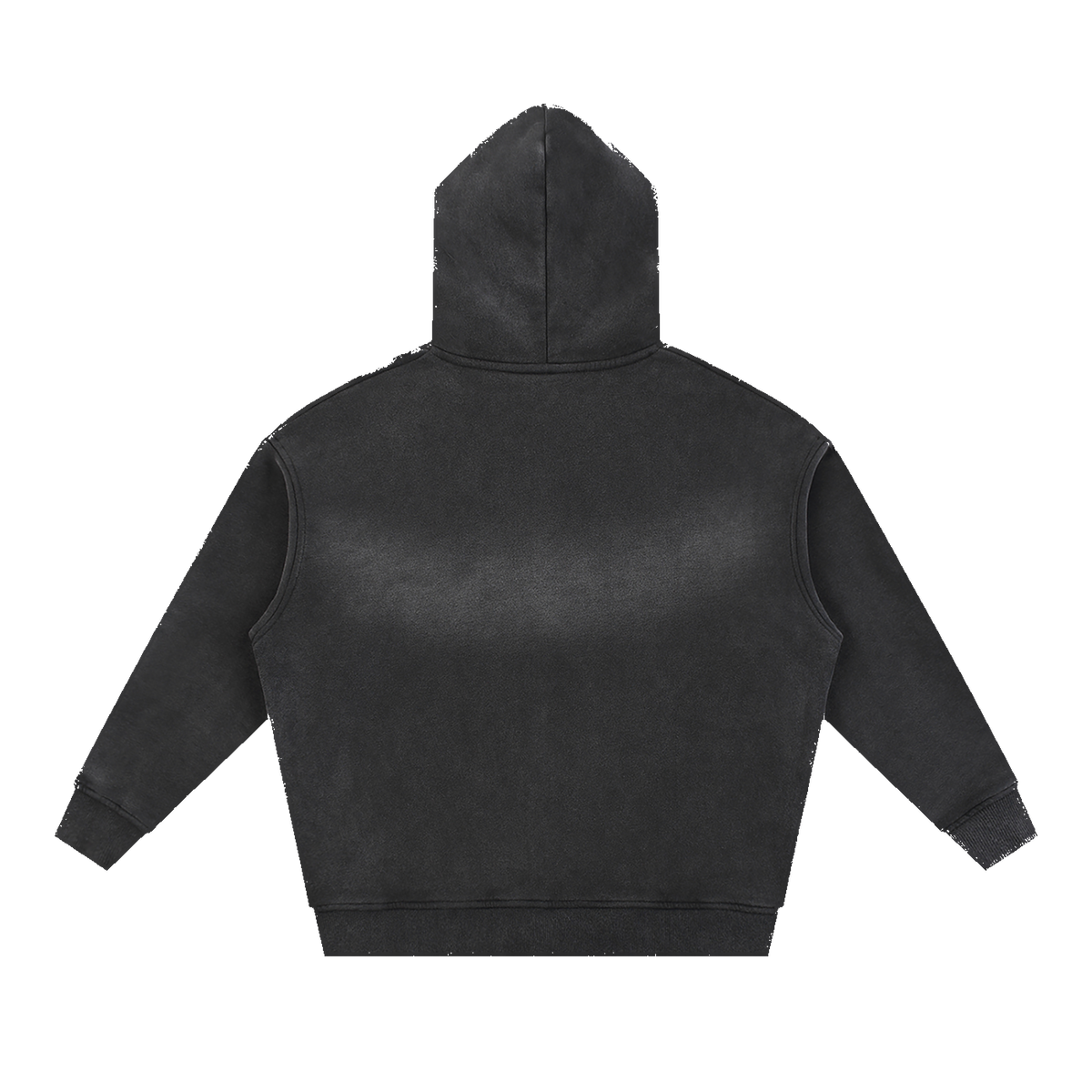 Men's Catholic zip hoodie Black back, washed black SIGNUMX zip hoodie