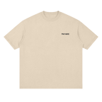 Pray More Shirt in Sand, black PRAY MORE chest print, front flat lay