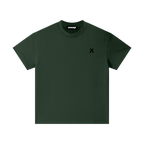 SIGNUMX Kids Spiritual Warfare Shirt in Dark Green, front with small pixel X on the chest