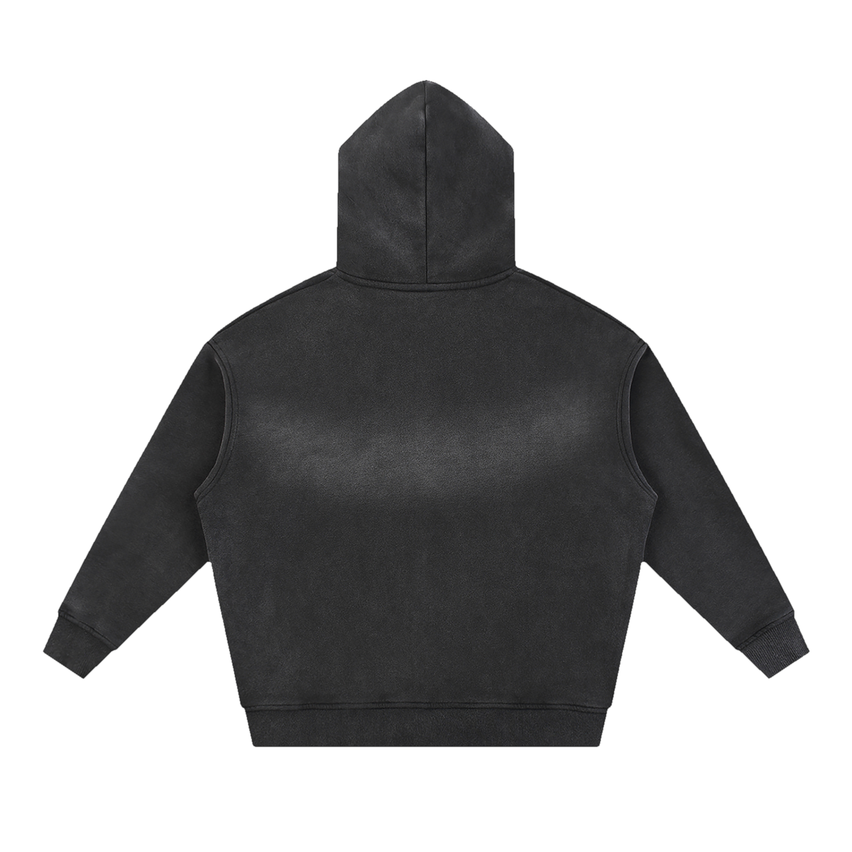 Black washed SIGNUMX Catholic zip hoodie, plain back