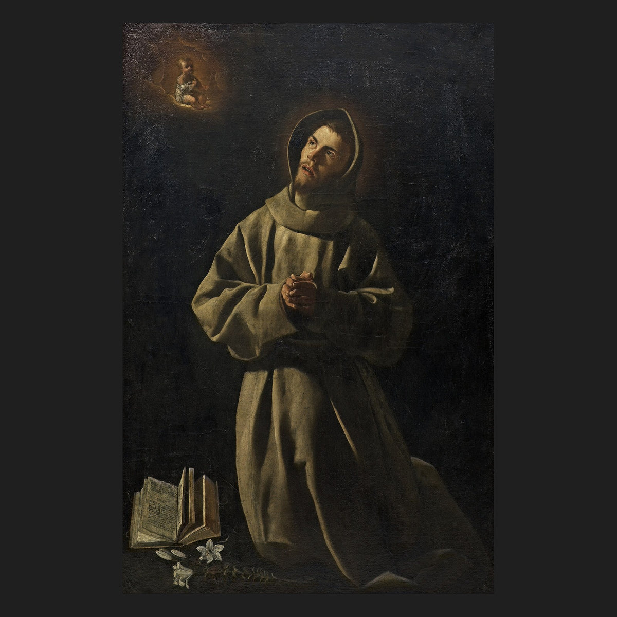 Classical sacred art portrait of St. Anthony of Padua, patron of lost things