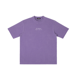 St. Barbara | Pray for Us Embroidered Heavyweight Vintage Wash Drop-Shoulder Shirt in Purple - Front