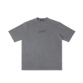 St. Benedict | Pray for Us Embroidered Heavyweight Vintage Wash Drop-Shoulder Shirt in Gray - Front