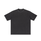 St. Christopher | Pray for Us Embroidered Heavyweight Vintage Wash Drop-Shoulder Shirt in Black - Front