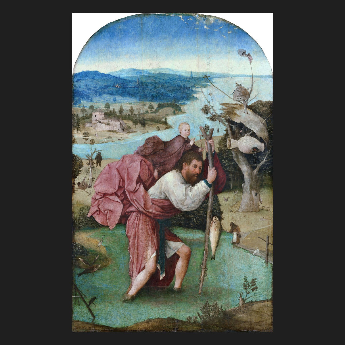 Classical sacred art portrait of St. Christopher, patron of travelers