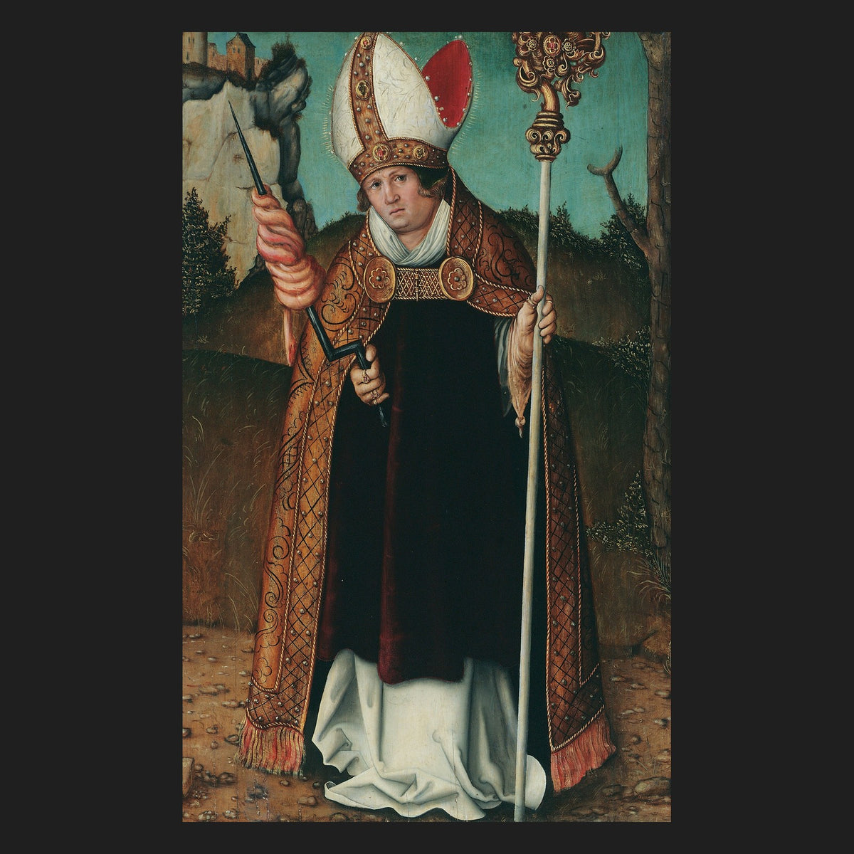 Classical sacred art portrait of St. Elmo, patron of sailors