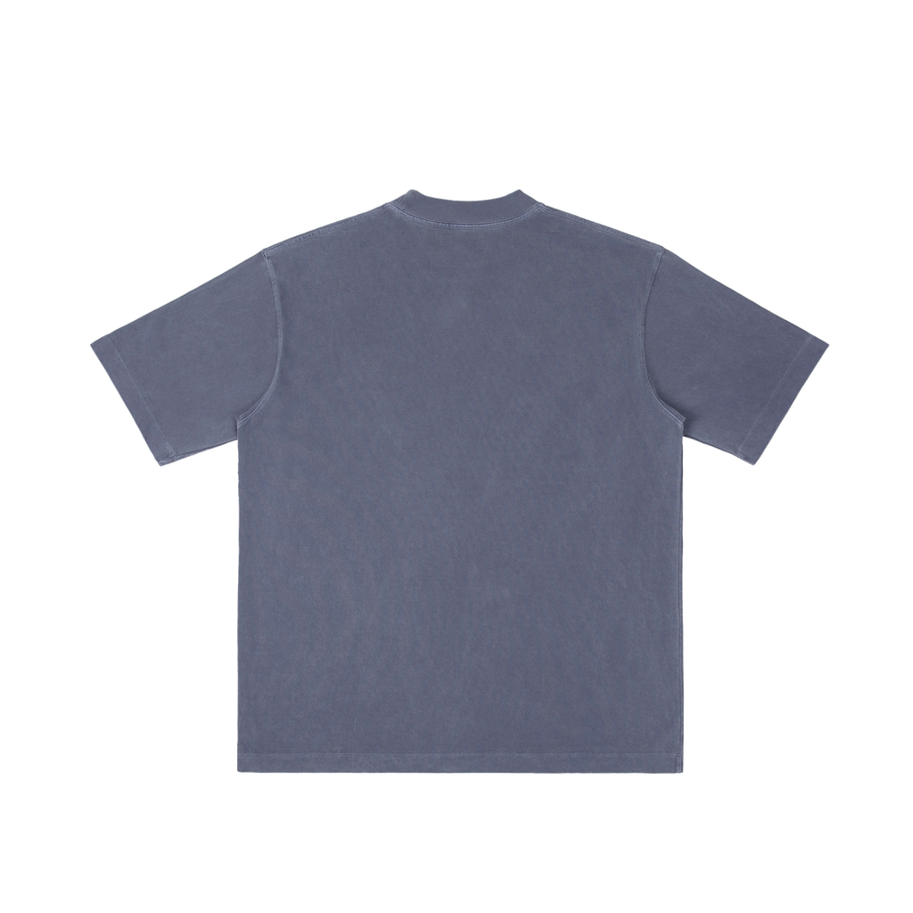 St. Francis Xavier | Pray for Us Embroidered Heavyweight Vintage Wash Drop-Shoulder Shirt in Navy Blue - Back
