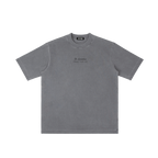 St. Genesius | Pray for Us Embroidered Heavyweight Vintage Wash Drop-Shoulder Shirt in Gray - Front