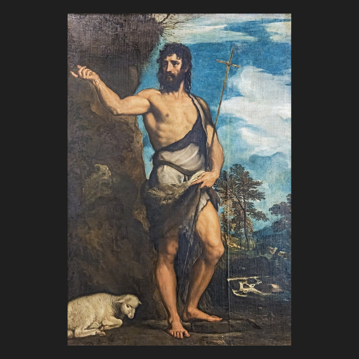 Classical sacred art portrait of St. John the Baptist, patron of Florence