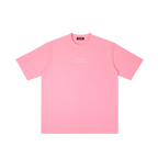 St. Lucy | Pray for Us Embroidered Heavyweight Vintage Wash Drop-Shoulder Shirt in Light Pink - Front