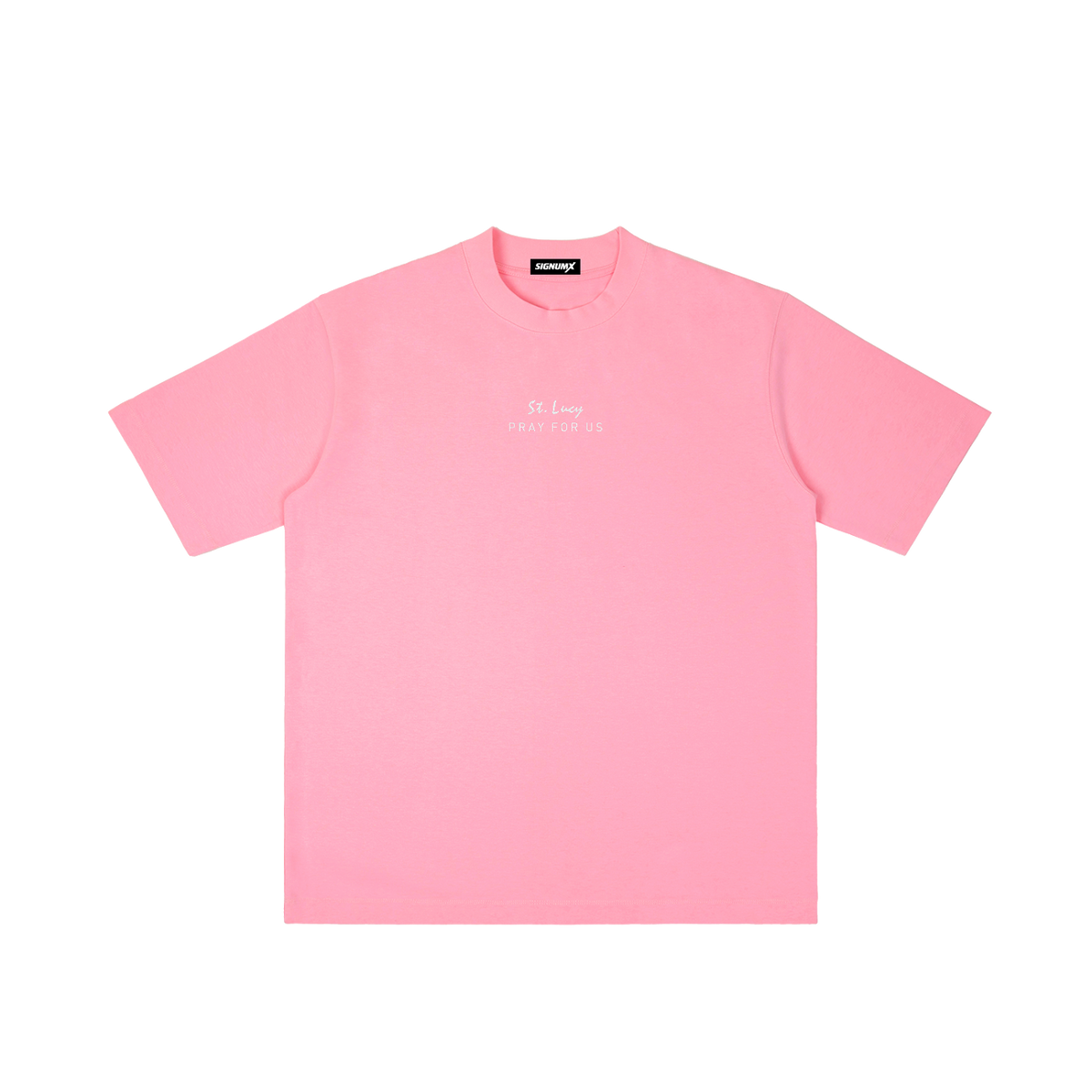 St. Lucy | Pray for Us Embroidered Heavyweight Vintage Wash Drop-Shoulder Shirt in Light Pink - Front