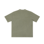 St. Nicholas | Pray for Us Embroidered Heavyweight Vintage Wash Drop-Shoulder Shirt in Army Green - Back