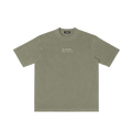 St. Nicholas | Pray for Us Embroidered Heavyweight Vintage Wash Drop-Shoulder Shirt in Army Green - Front