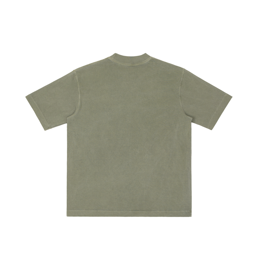 St. Patrick | Pray for Us Embroidered Heavyweight Vintage Wash Drop-Shoulder Shirt in Army Green - Back