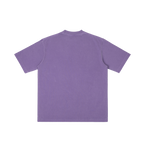 St. Peregrine | Pray for Us Embroidered Heavyweight Vintage Wash Drop-Shoulder Shirt in Purple - Back