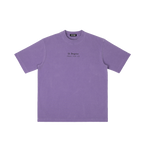St. Peregrine | Pray for Us Embroidered Heavyweight Vintage Wash Drop-Shoulder Shirt in Purple - Front