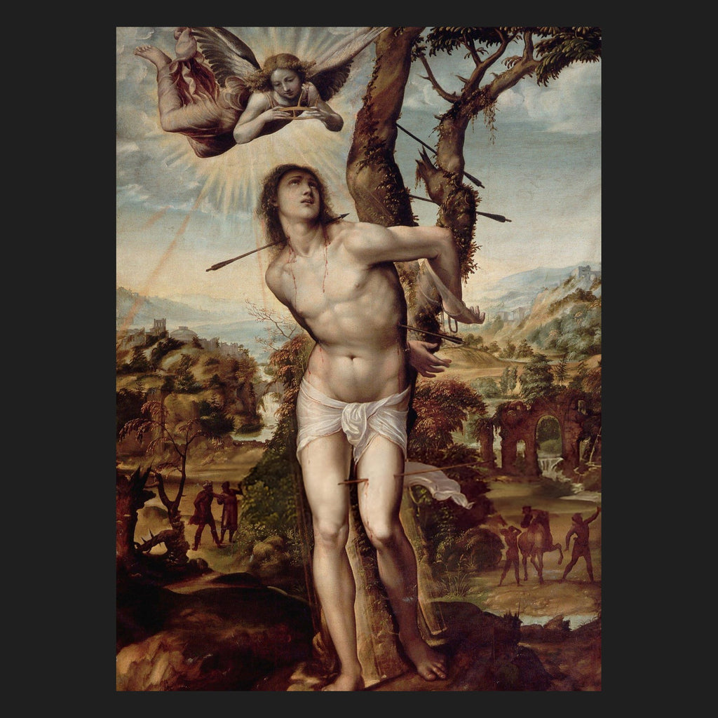 Classical sacred art portrait of St. Sebastian, patron of soldiers