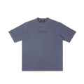 St. Thomas Aquinas | Pray for Us Embroidered Heavyweight Vintage Wash Drop-Shoulder Shirt in Navy Blue - Front