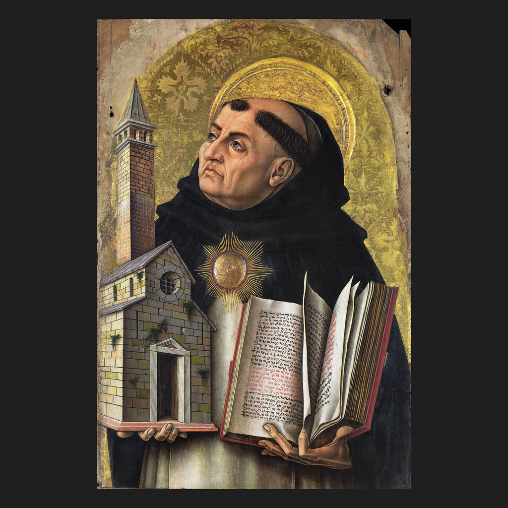 Classical sacred art portrait of St. Thomas Aquinas, patron of catholic schools and universities