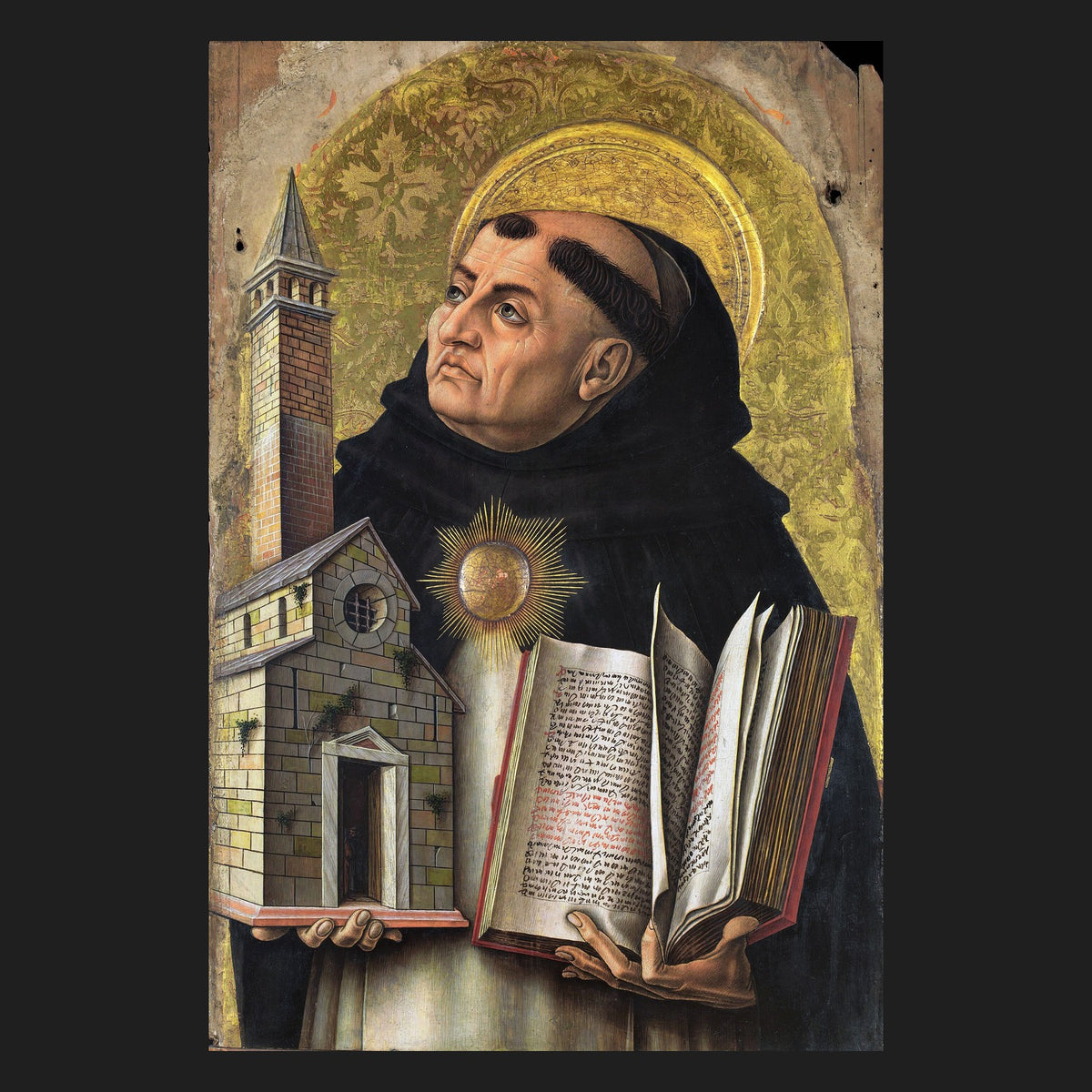 Classical sacred art portrait of St. Thomas Aquinas, patron of catholic schools and universities