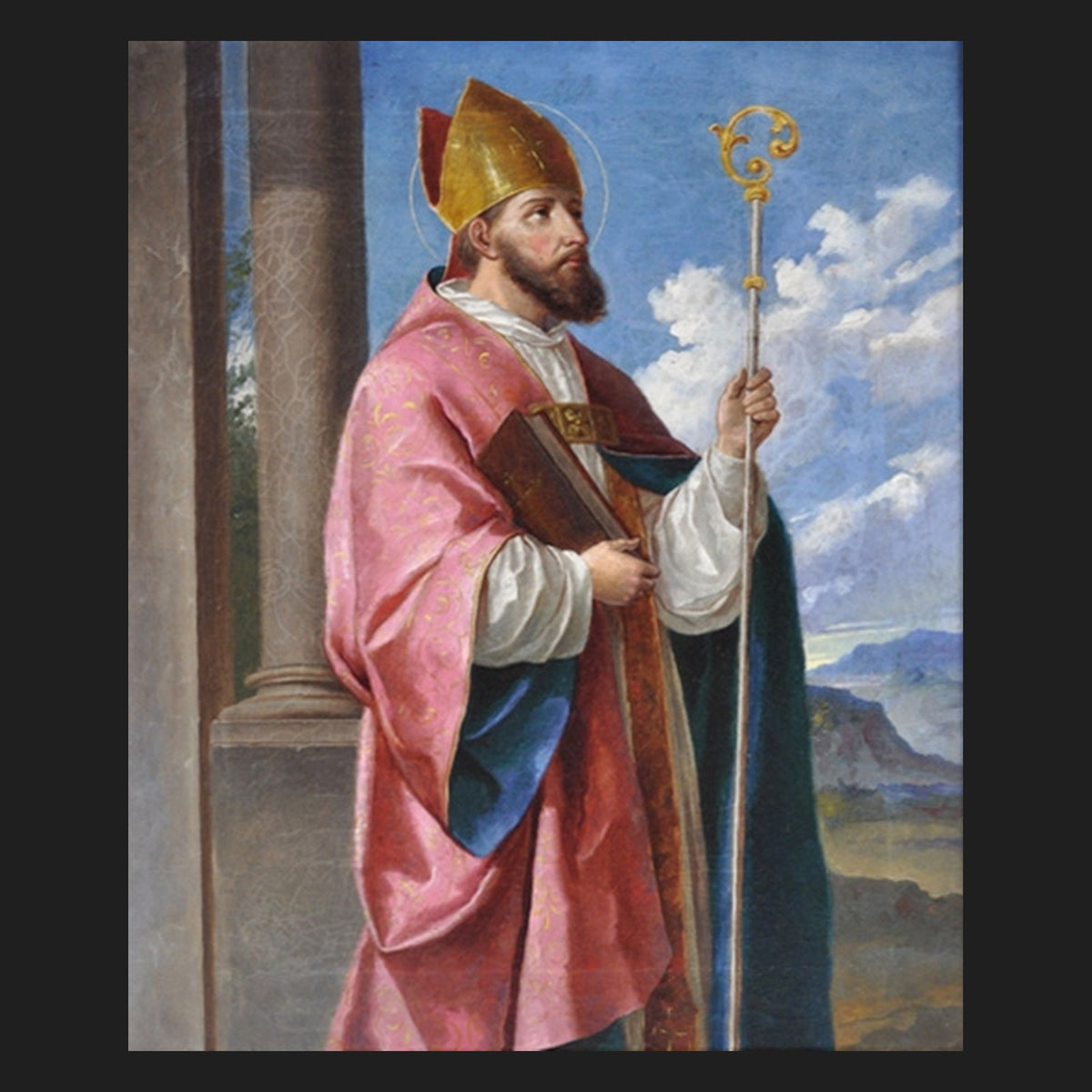 Classical sacred art portrait of St. Valentine, patron of engaged couples